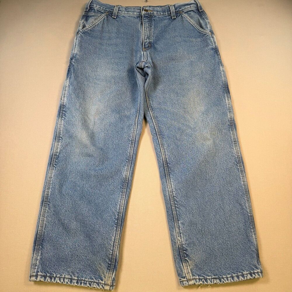 Vintage Y2K 2004 Carhartt Denim Carpenter Jeans B200 DST Lined Mens 36x30